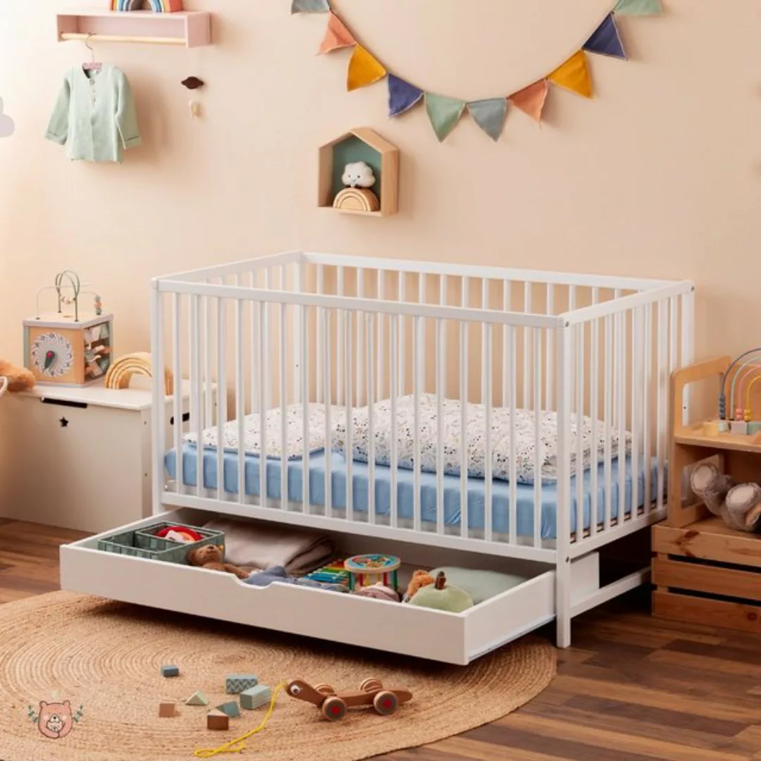 Alcube Babybett FINN, Babybett 70x140 mit Schublade höhenverstellbar und um günstig online kaufen