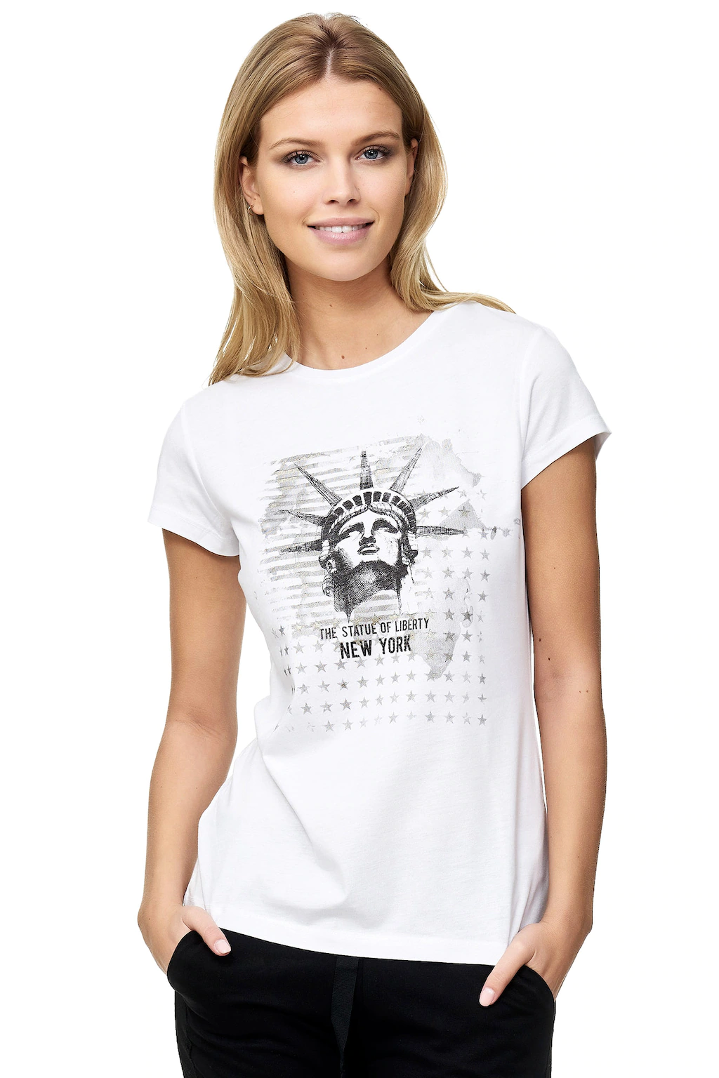 Decay T-Shirt, Lady Liberty-Aufdruck günstig online kaufen
