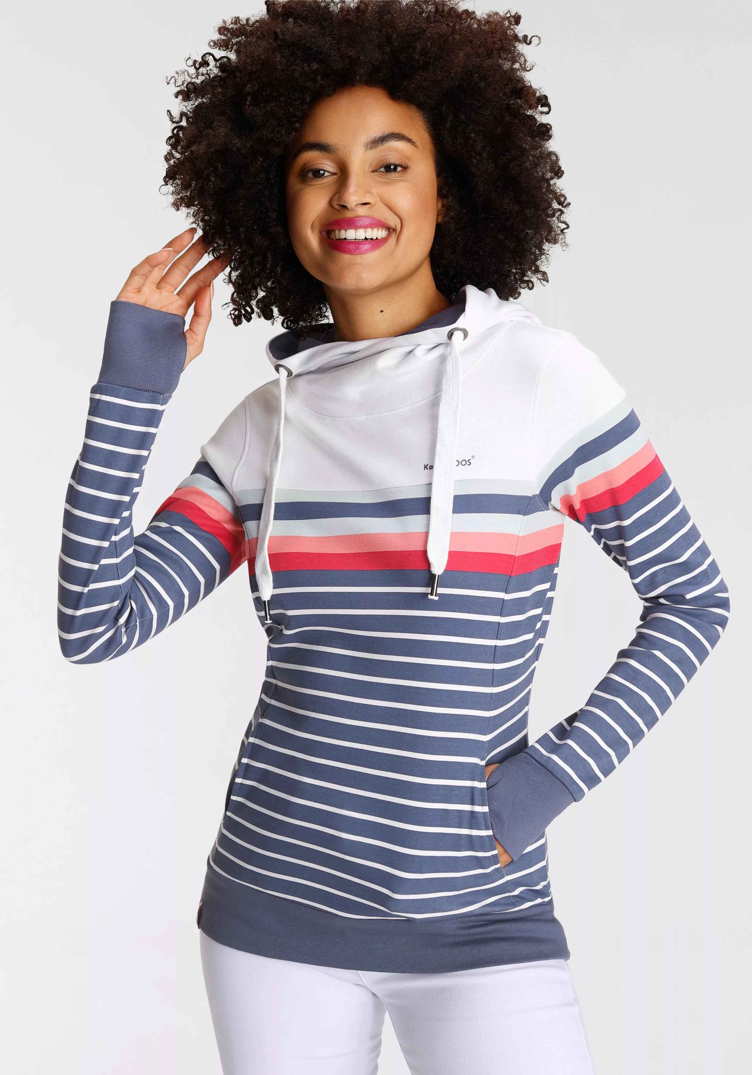 KangaROOS Kapuzensweatshirt mit buntem Streifen-Design günstig online kaufen