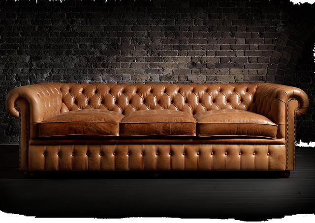 Xlmoebel Sofa Neu Chesterfield Polster Sofa in XXL Größe, 3-Sitzer in Hellb günstig online kaufen