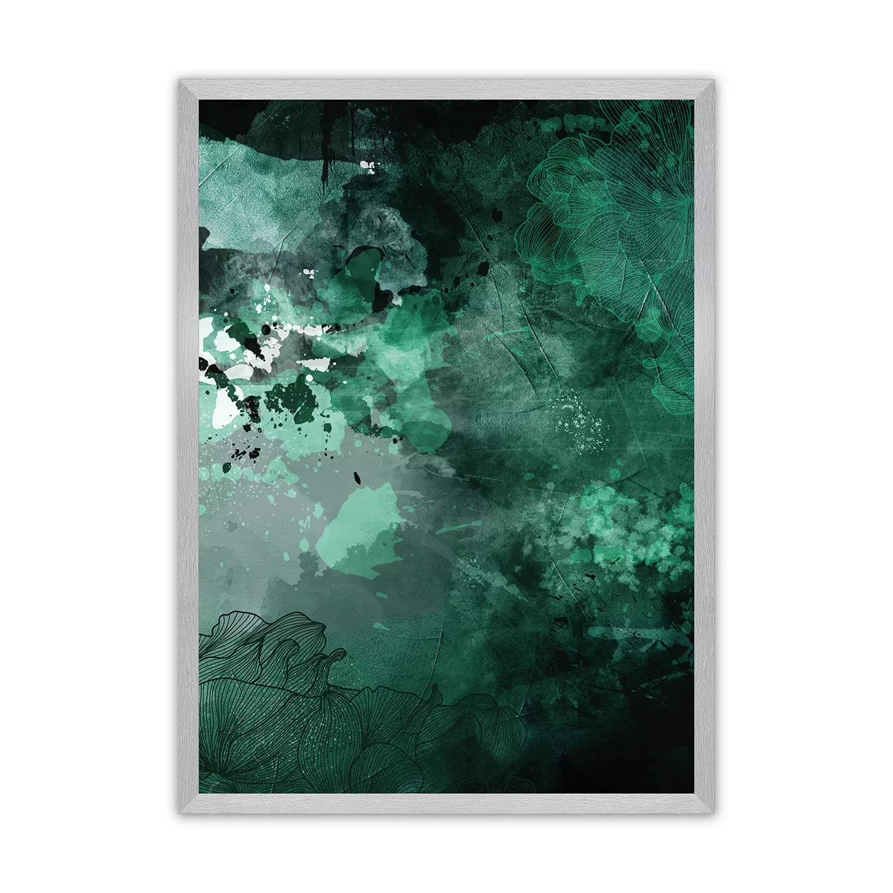 Poster Abstract Green, 50 x 70 cm, Rahmen wählen: silber günstig online kaufen