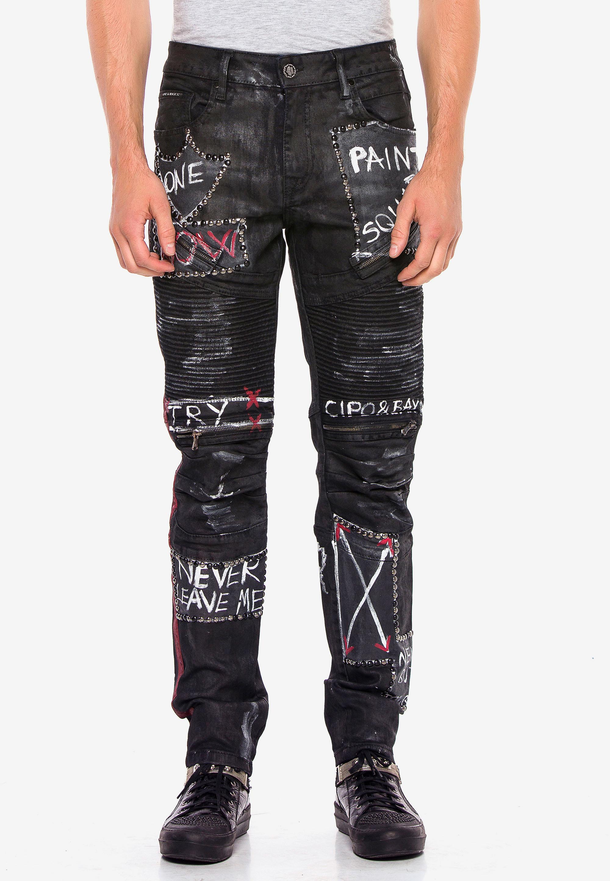 Cipo & Baxx Straight-Jeans, mit coolen Schriftzügen günstig online kaufen