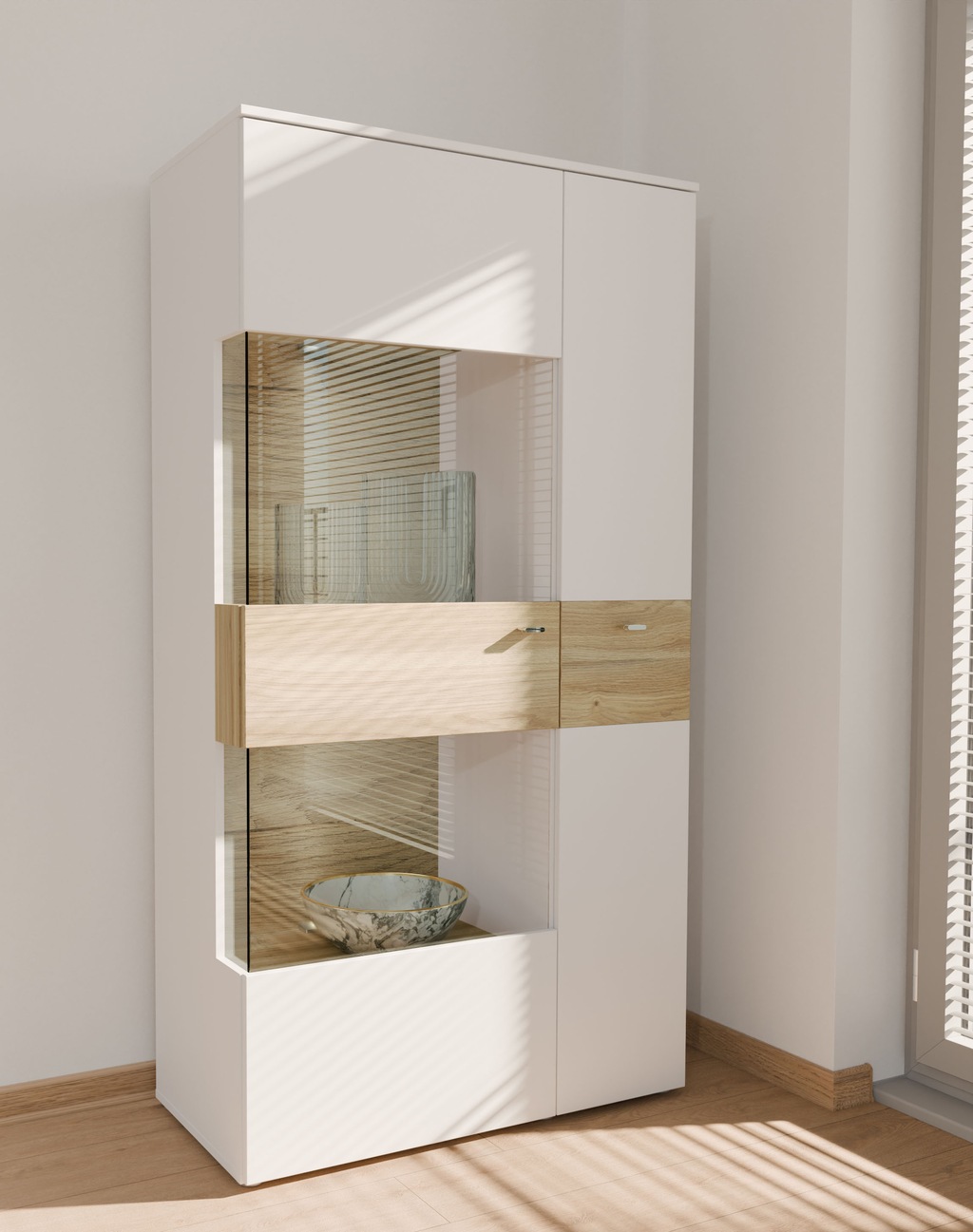 FORTE Vitrine "Como", Highboard, LED Beleuchtung Einlegeböden, Glastüre, So günstig online kaufen