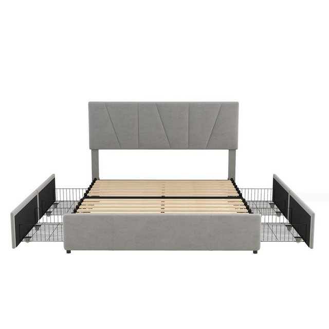 OKWISH Bett Double Size Polster Plattform Bett, gepolstertes Bett (mit vier günstig online kaufen