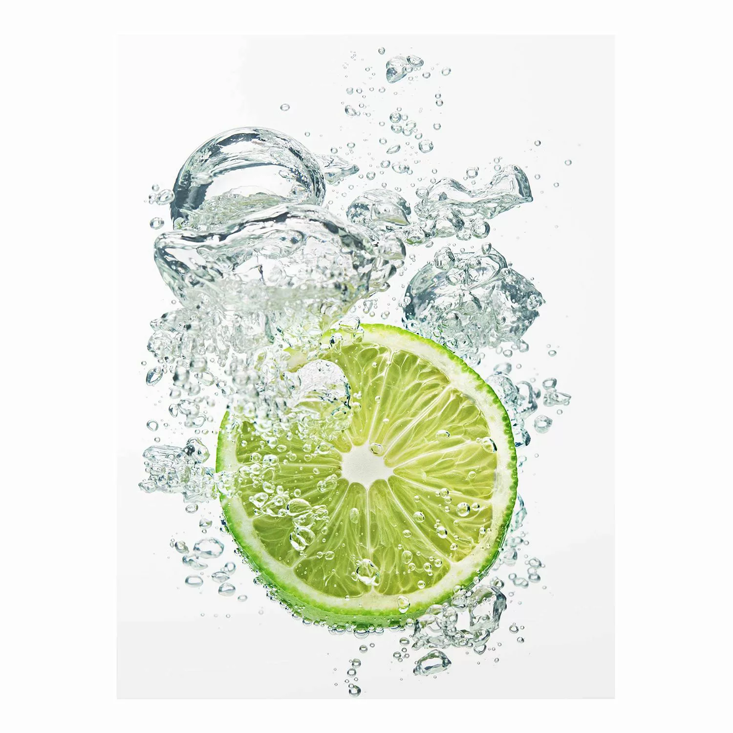 Glasbild Küche - Hochformat Lime Bubbles günstig online kaufen