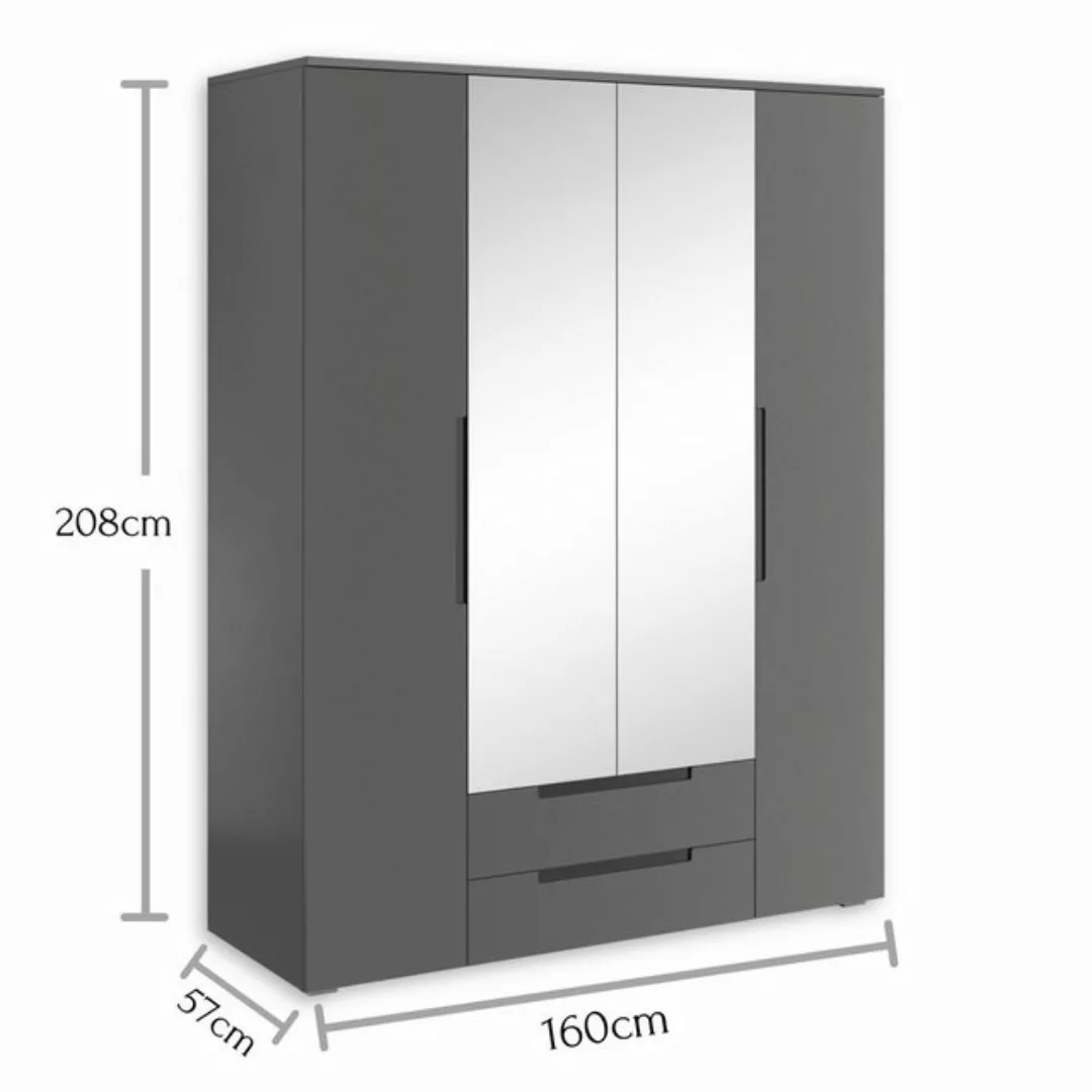 Pol-Power Kleiderschrank 160 x 208 x 57 cm (B/H/T) günstig online kaufen