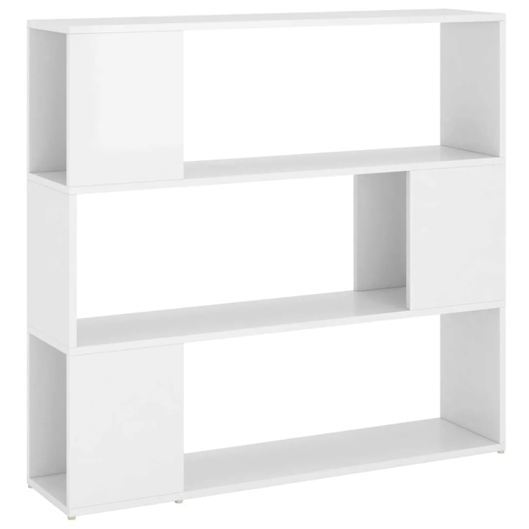 Bücherregal Raumteiler Hochglanz-weiß 100x24x94 Cm günstig online kaufen