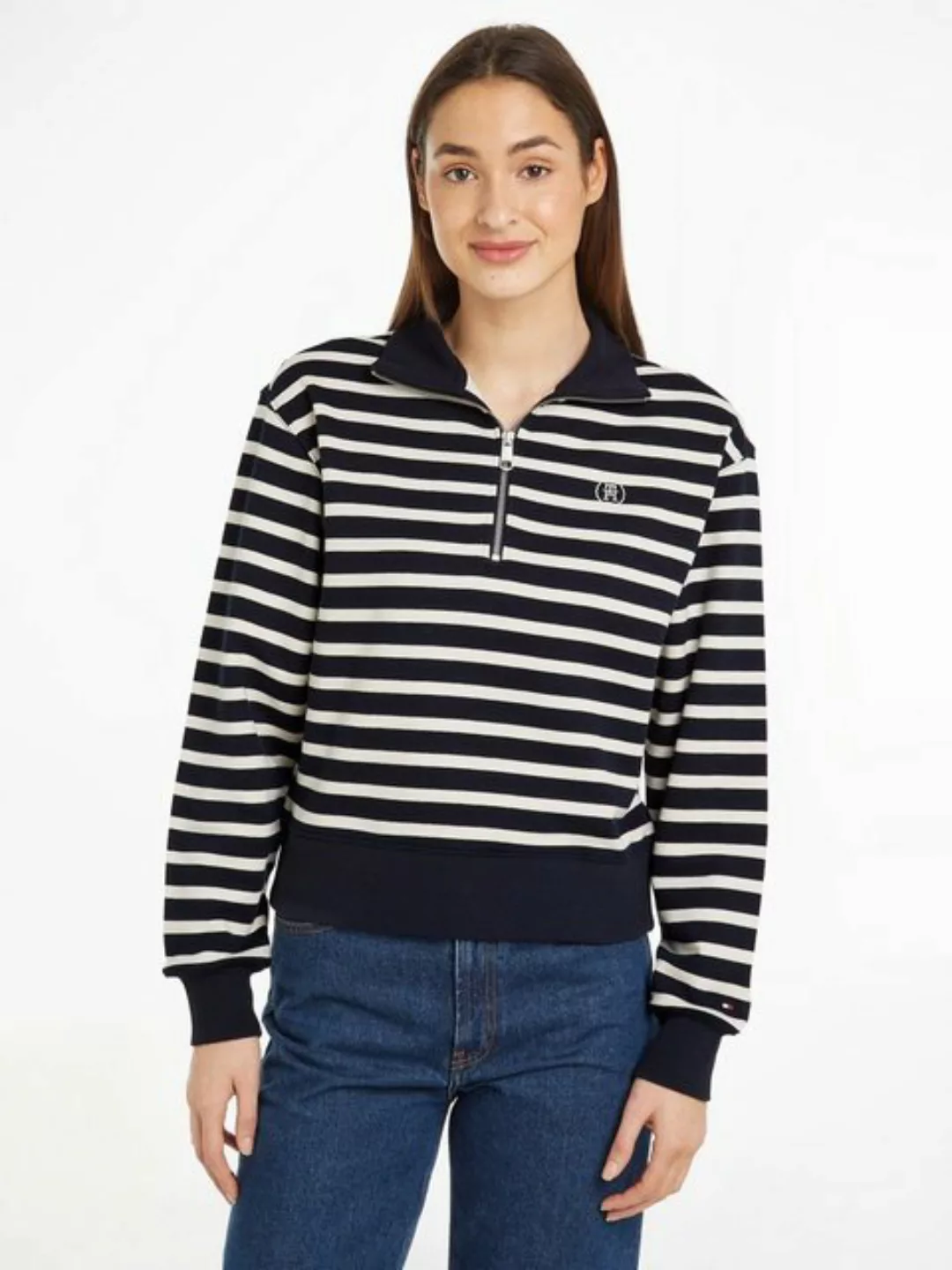Tommy Hilfiger Sweater SMD BRETON STRIPE 1/2 ZIP HWK Polokragen mit Reißver günstig online kaufen