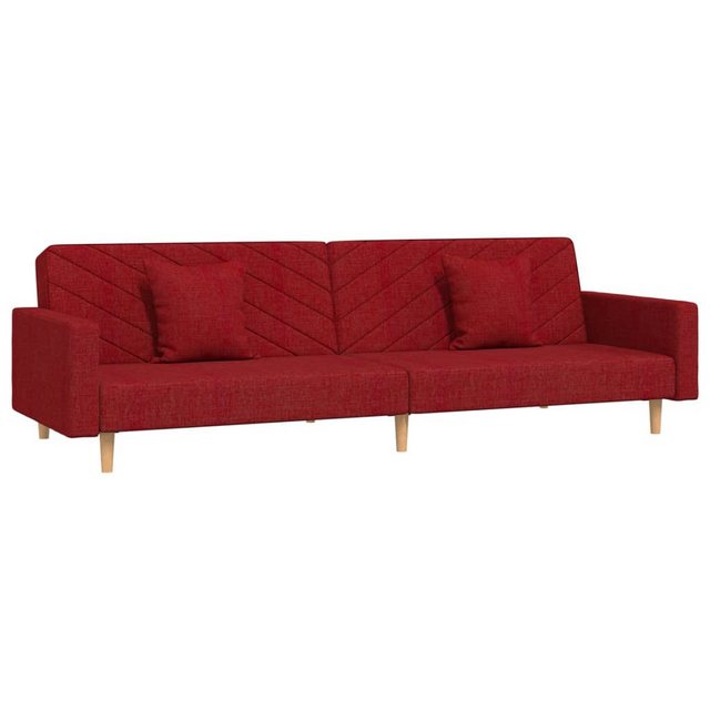 vidaXL Sofa Schlafsofa 2-Sitzer mit 2 Kissen Weinrot Stoff günstig online kaufen