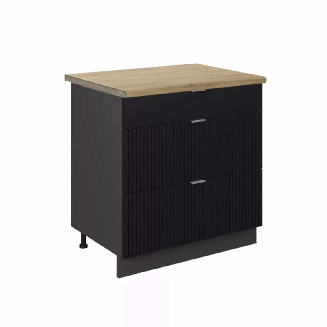 Vicco Unterschrank Fame-Line, Schwarz gestreift/Anthrazit, 80 cm mit 3 Schu günstig online kaufen