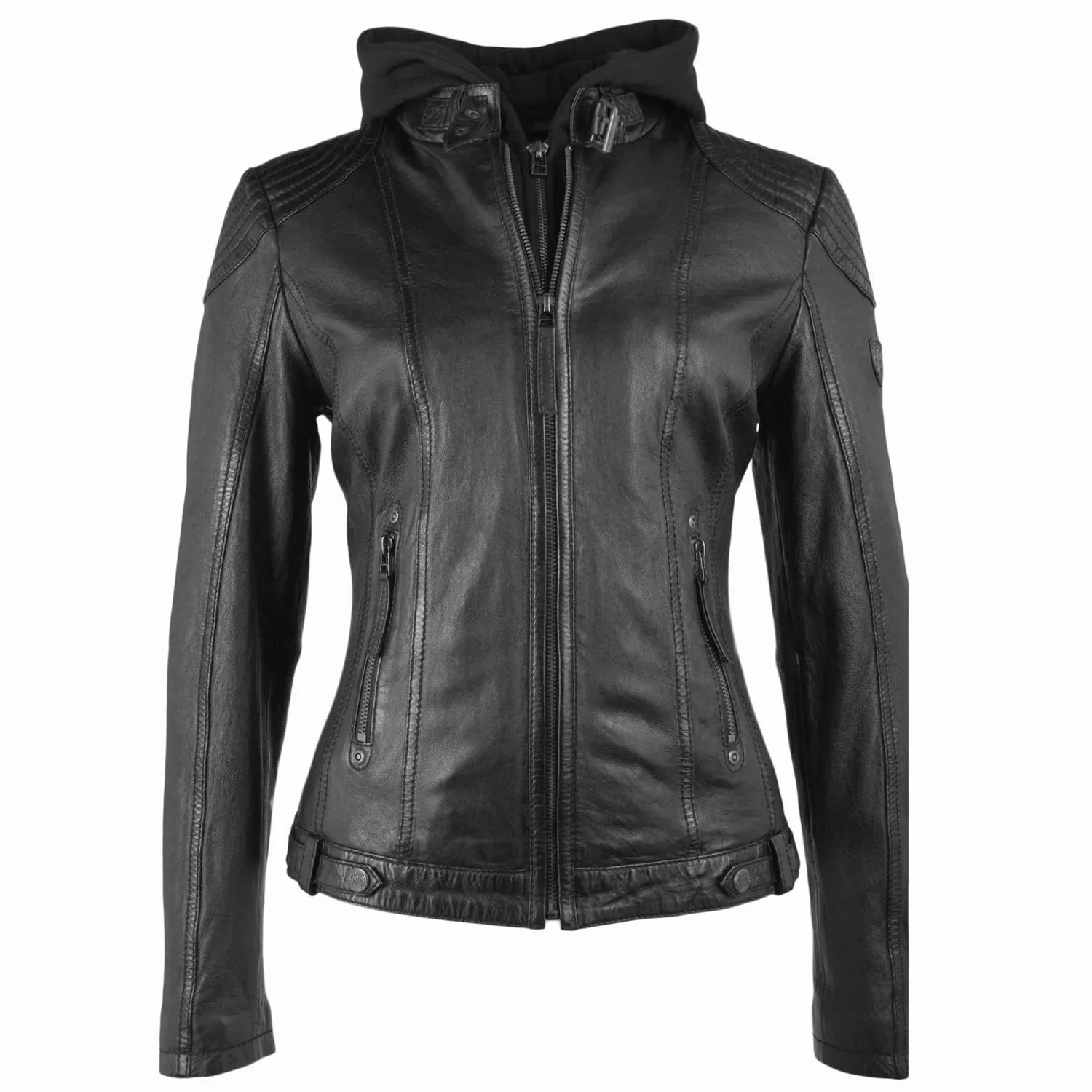 Gipsy Damen Lederjacke Cacey in black mit Kapuze günstig online kaufen