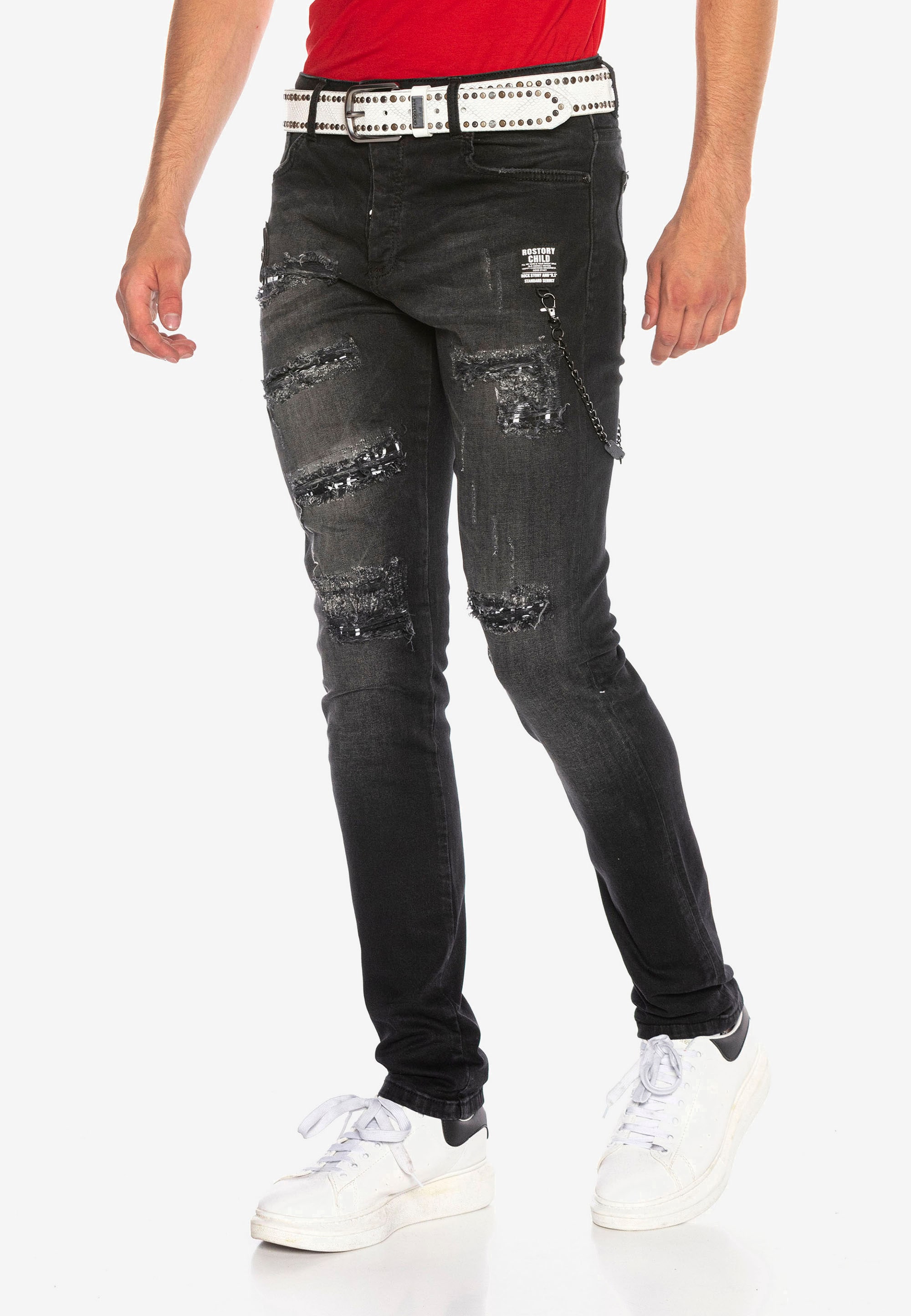 Cipo & Baxx Bequeme Jeans, im Used-Look mit Print-Elementen günstig online kaufen