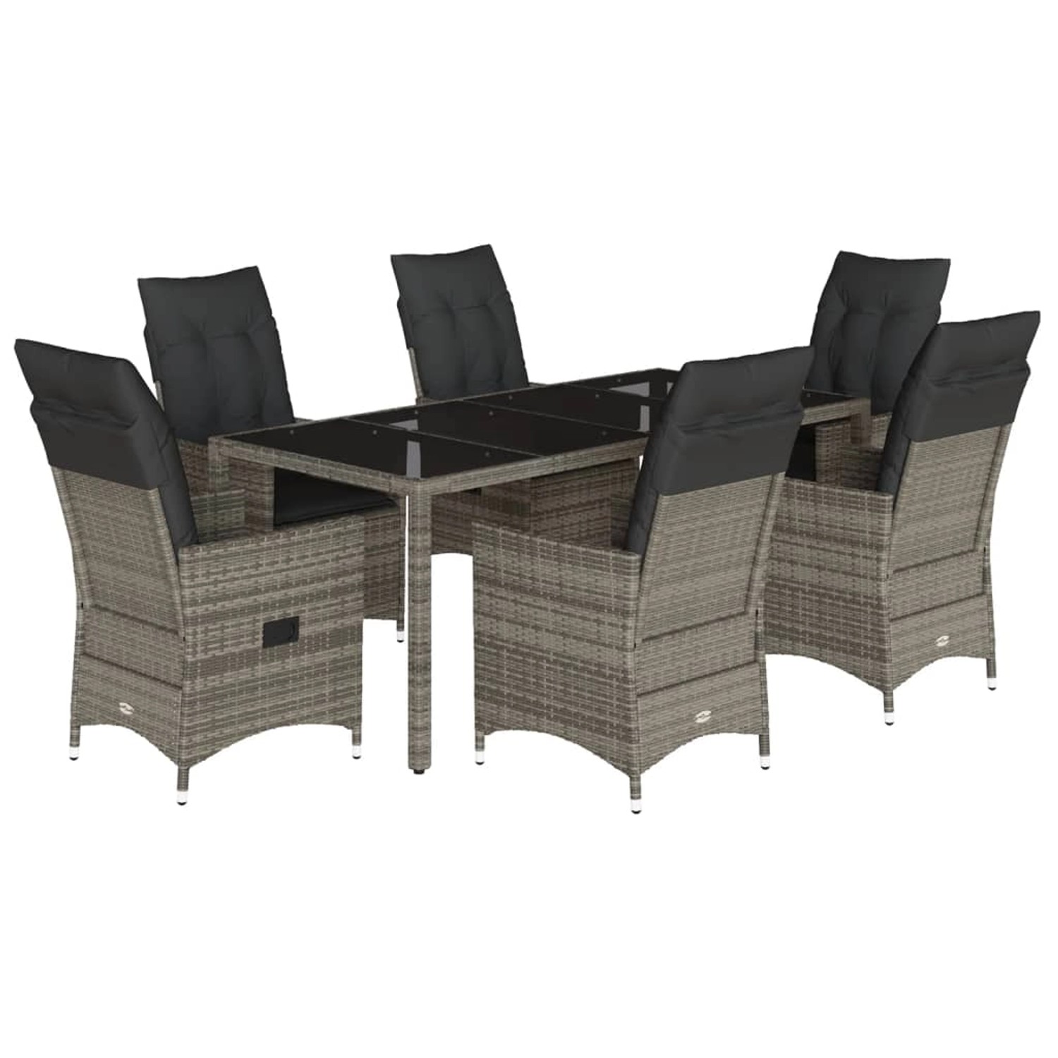 vidaXL 7-Tlg Garten-Essgruppe mit Kissen Grau Poly Rattan 3276741 günstig online kaufen