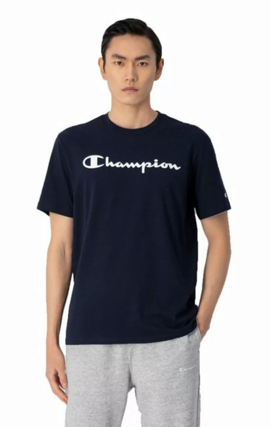 Champion T-Shirt Champion Herren Crewneck T-Shirt Rundhals mit Logo günstig online kaufen