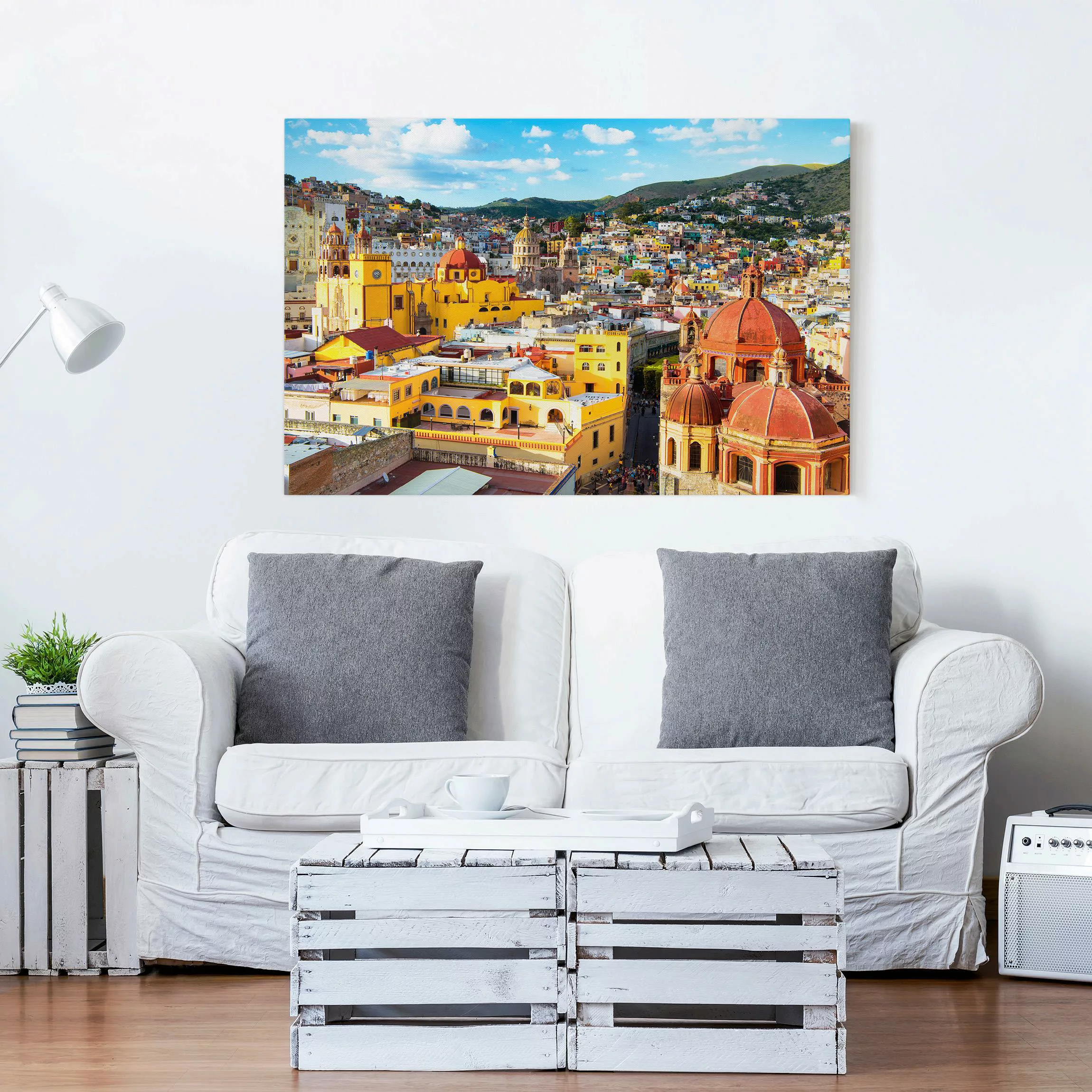 Leinwandbild Architektur & Skyline - Querformat Bunte Häuser Guanajuato günstig online kaufen