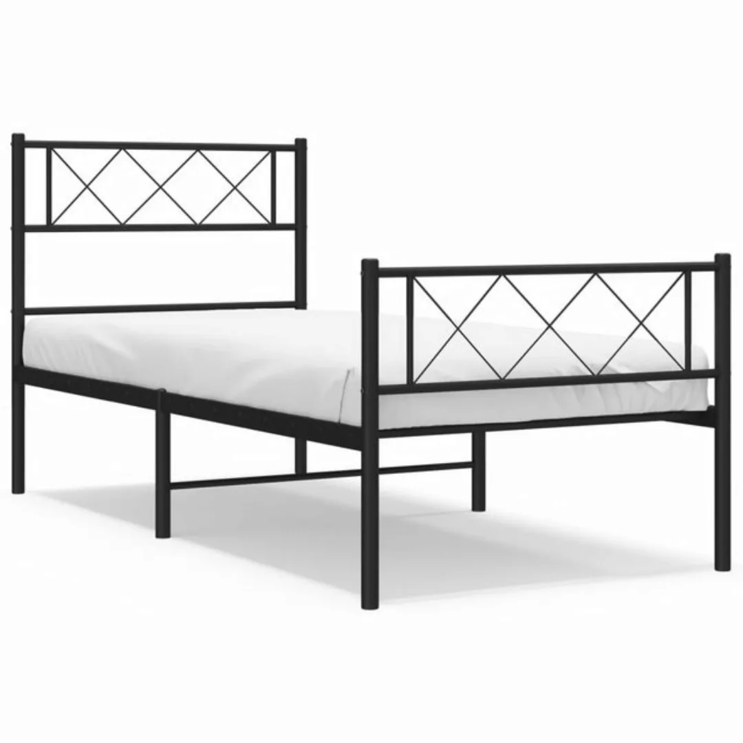furnicato Bett Bettgestell mit Kopf- und Fußteil Metall Schwarz 90x200 cm günstig online kaufen