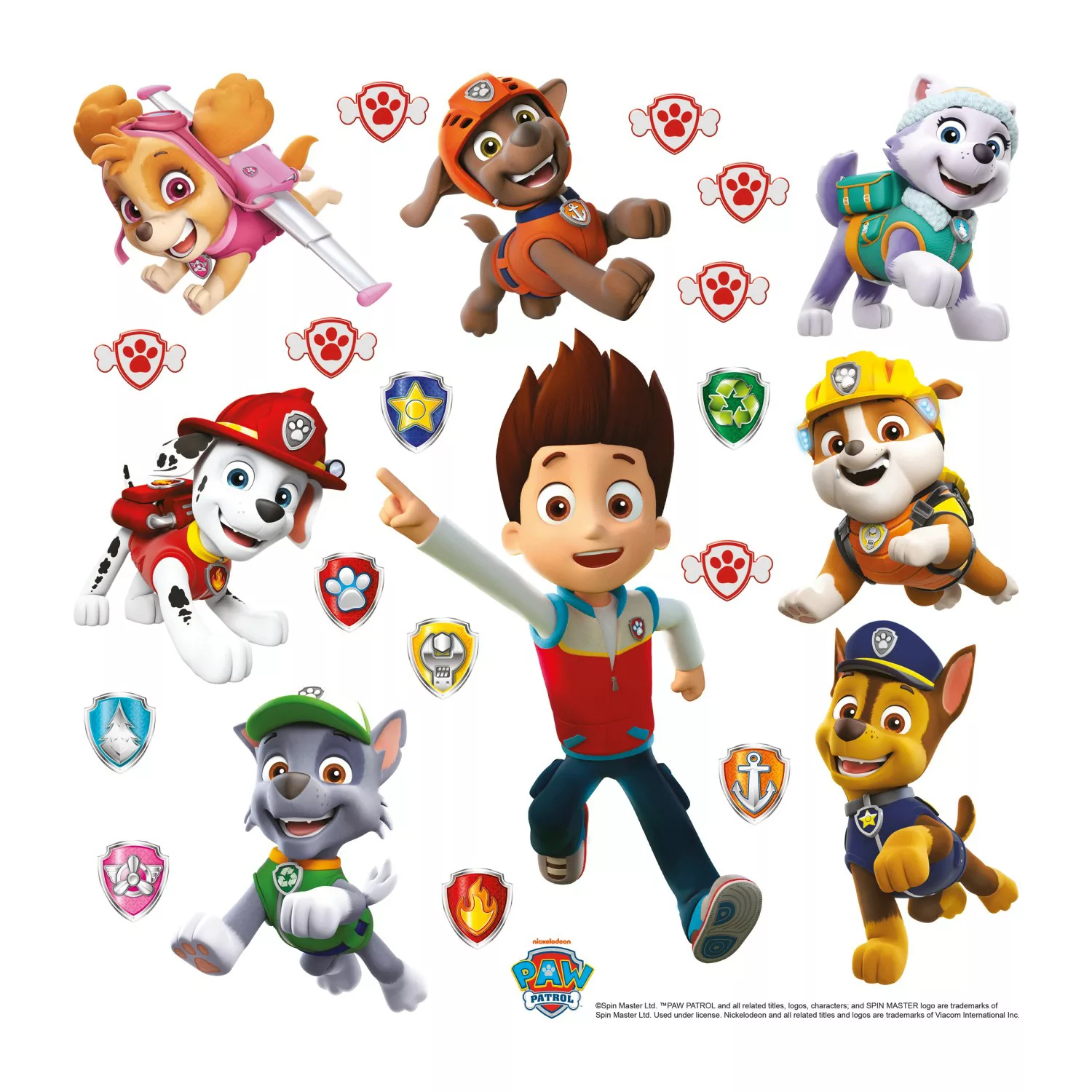 Sanders & Sanders Wandtattoo Paw Patrol Gelb Blau und Rot 30 x 30 cm 600241 günstig online kaufen