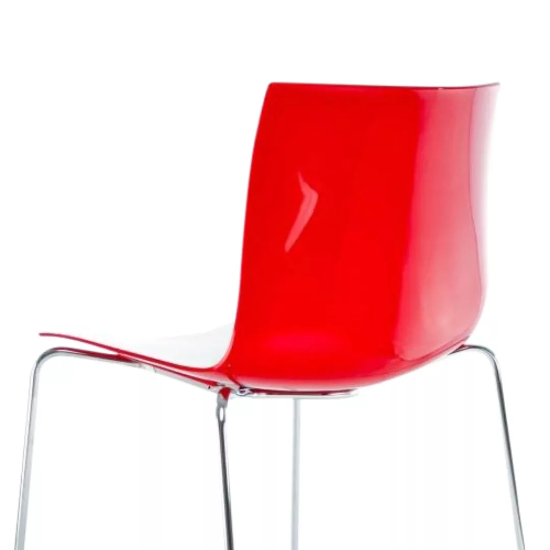 Arper - Catifa 46 0278 Stuhl zweifarbig Kufe Chrom - weiß/rot/Außenschale g günstig online kaufen