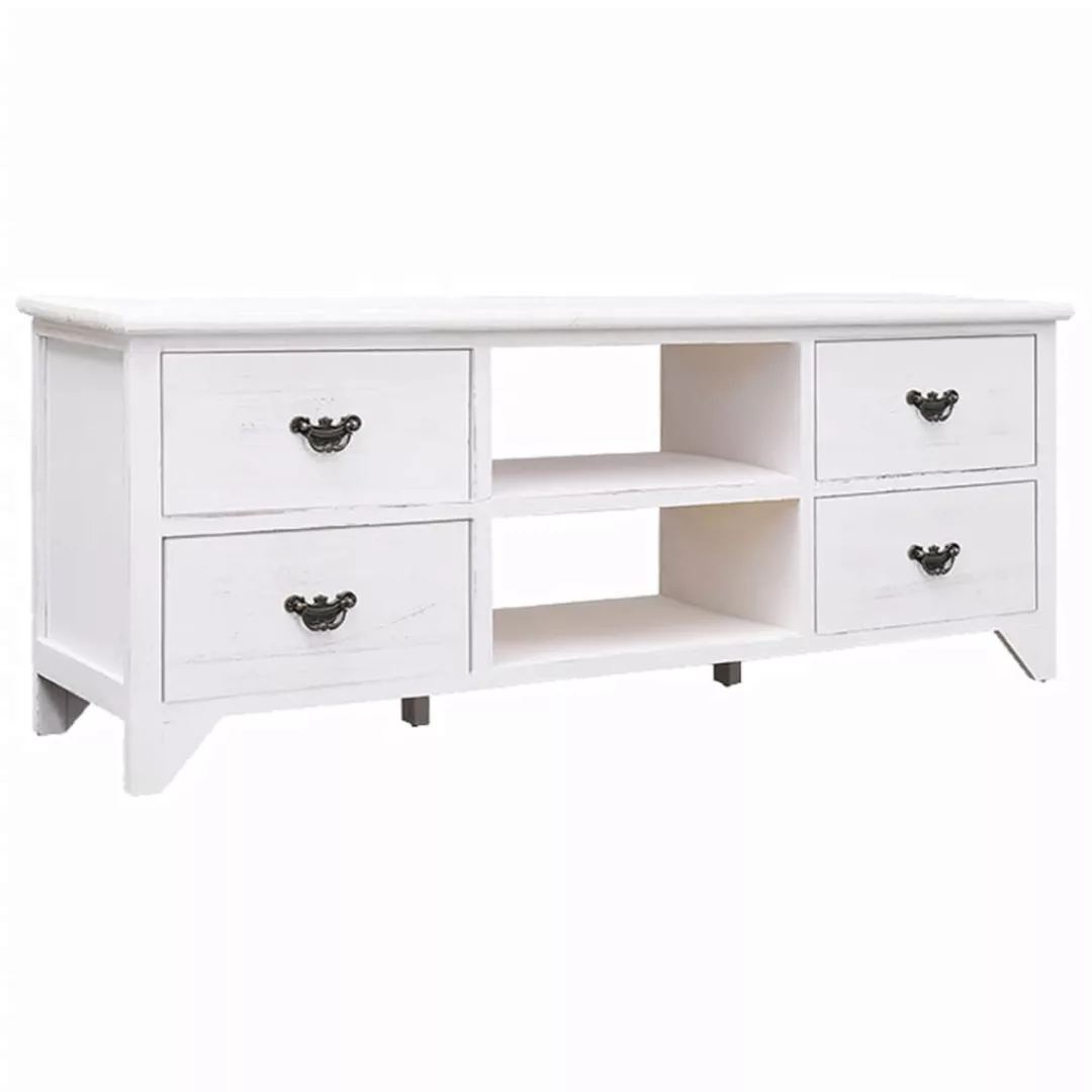 Tv-schrank Antik-weiß 108x30x40 Cm Massivholz Paulownia günstig online kaufen