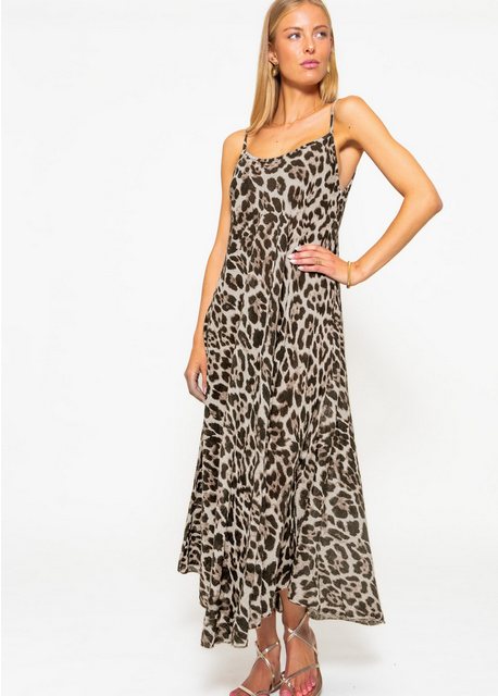 SASSYCLASSY Maxikleid Musselin Kleid mit Animal-Print Maxikleid aus Baumwol günstig online kaufen