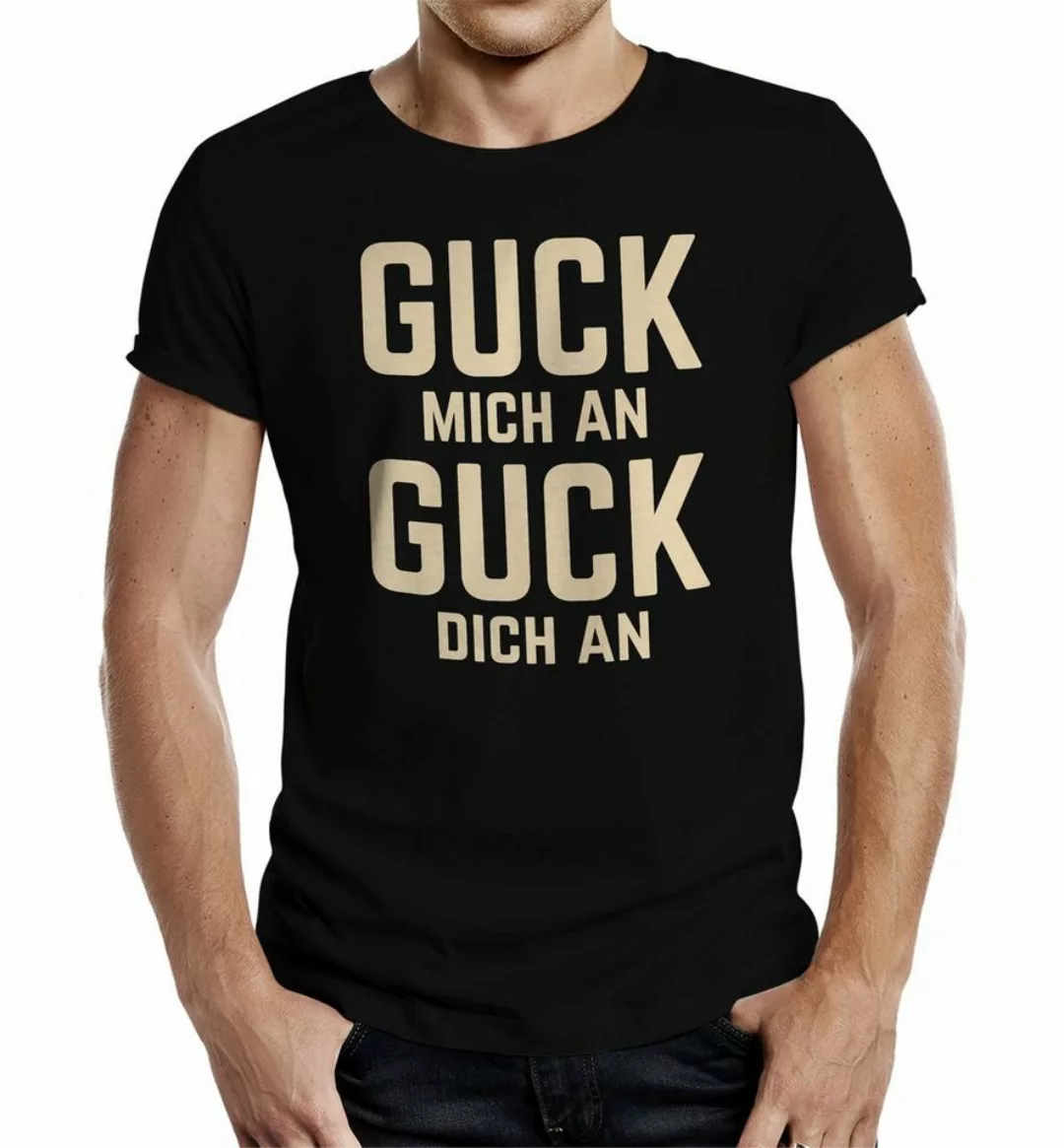 RAHMENLOS® T-Shirt Party-Shirt für Männer: Guck mich an - Guck dich an günstig online kaufen