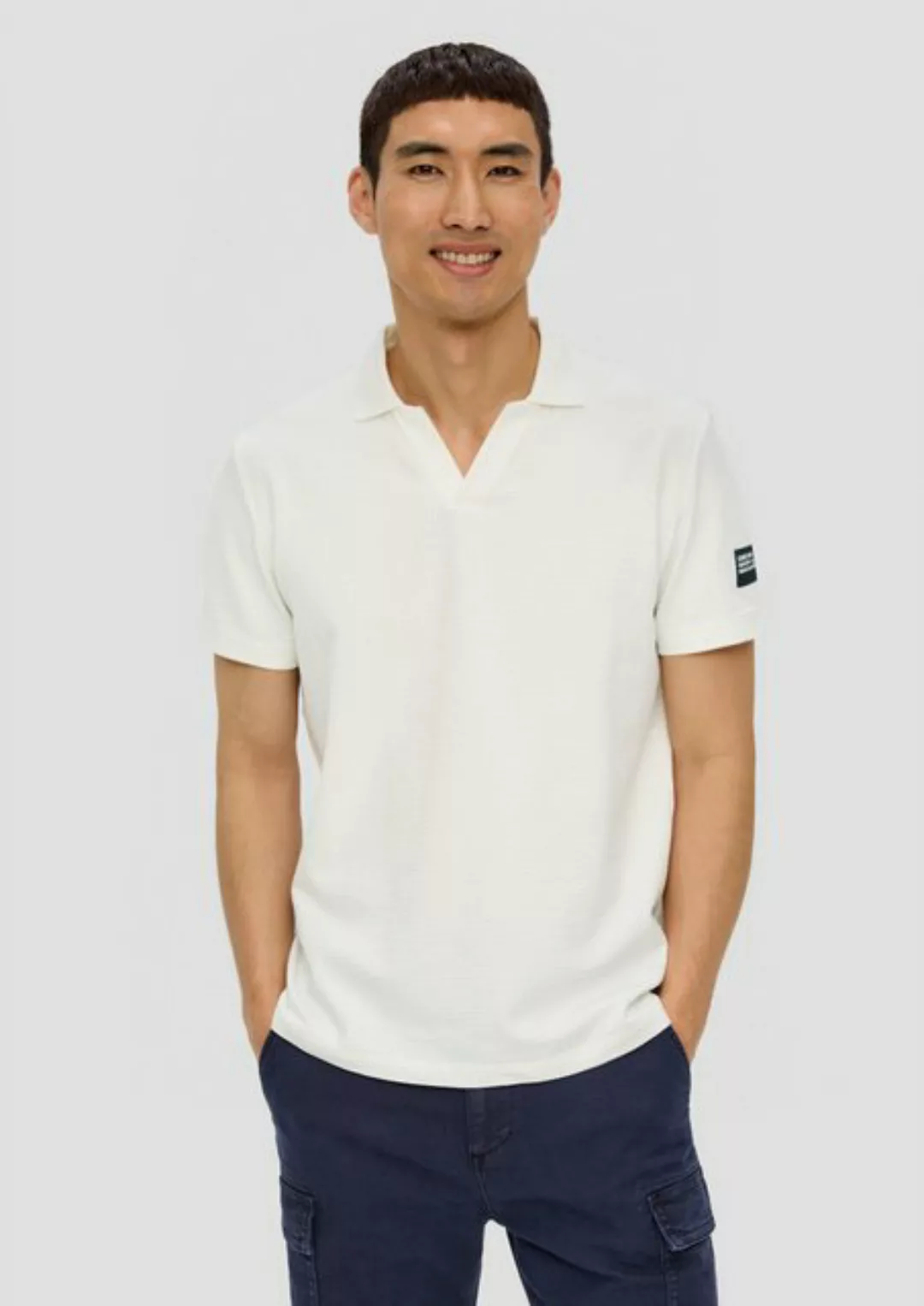 s.Oliver Kurzarmshirt Poloshirt aus Waffelpiqué Label-Patch günstig online kaufen