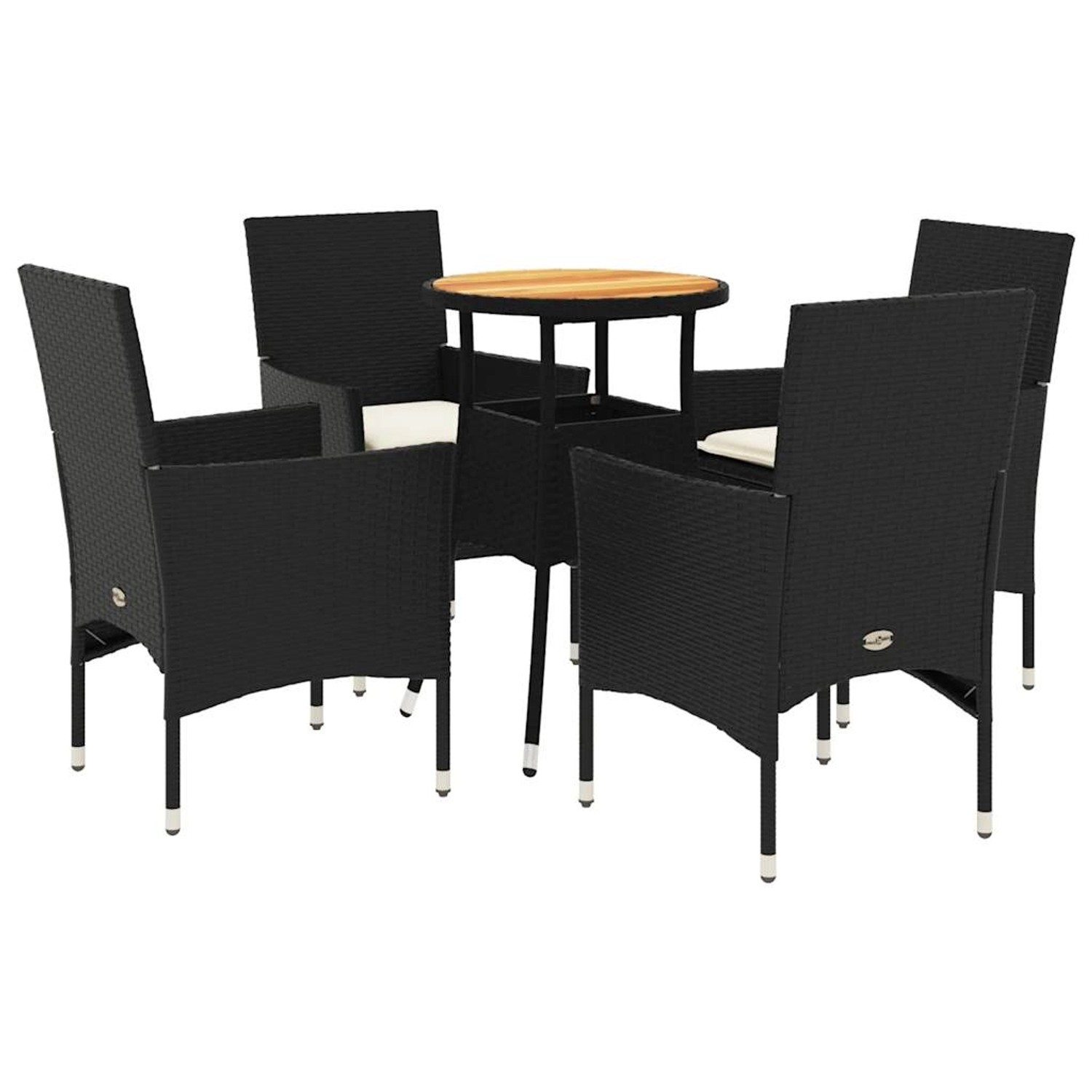 vidaXL 5-Tlg Garten-Essgruppe mit Kissen Schwarz Poly Rattan Akazie 3278728 günstig online kaufen