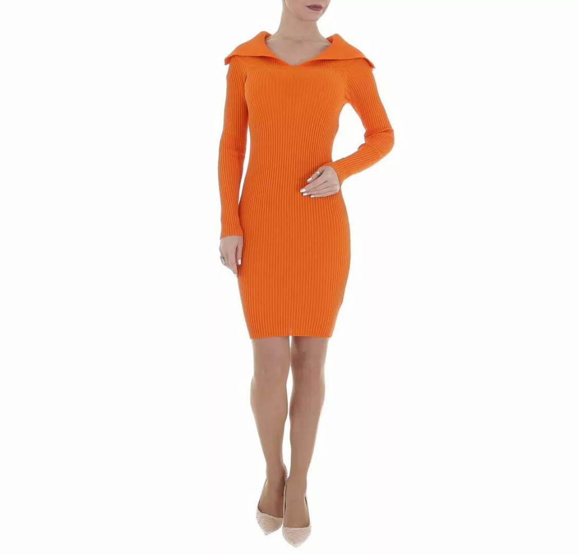 Ital-Design Minikleid Damen Freizeit Stretch Strickoptik Minikleid in Orang günstig online kaufen