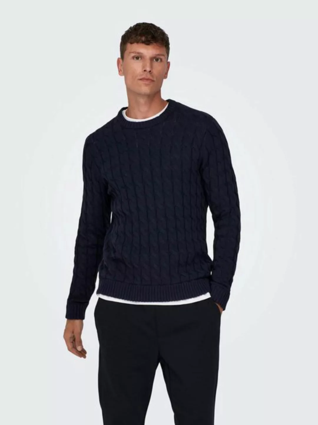 ONLY & SONS Strickpullover Strickpullover Rundhals Normal Fit langarm ONSKI günstig online kaufen