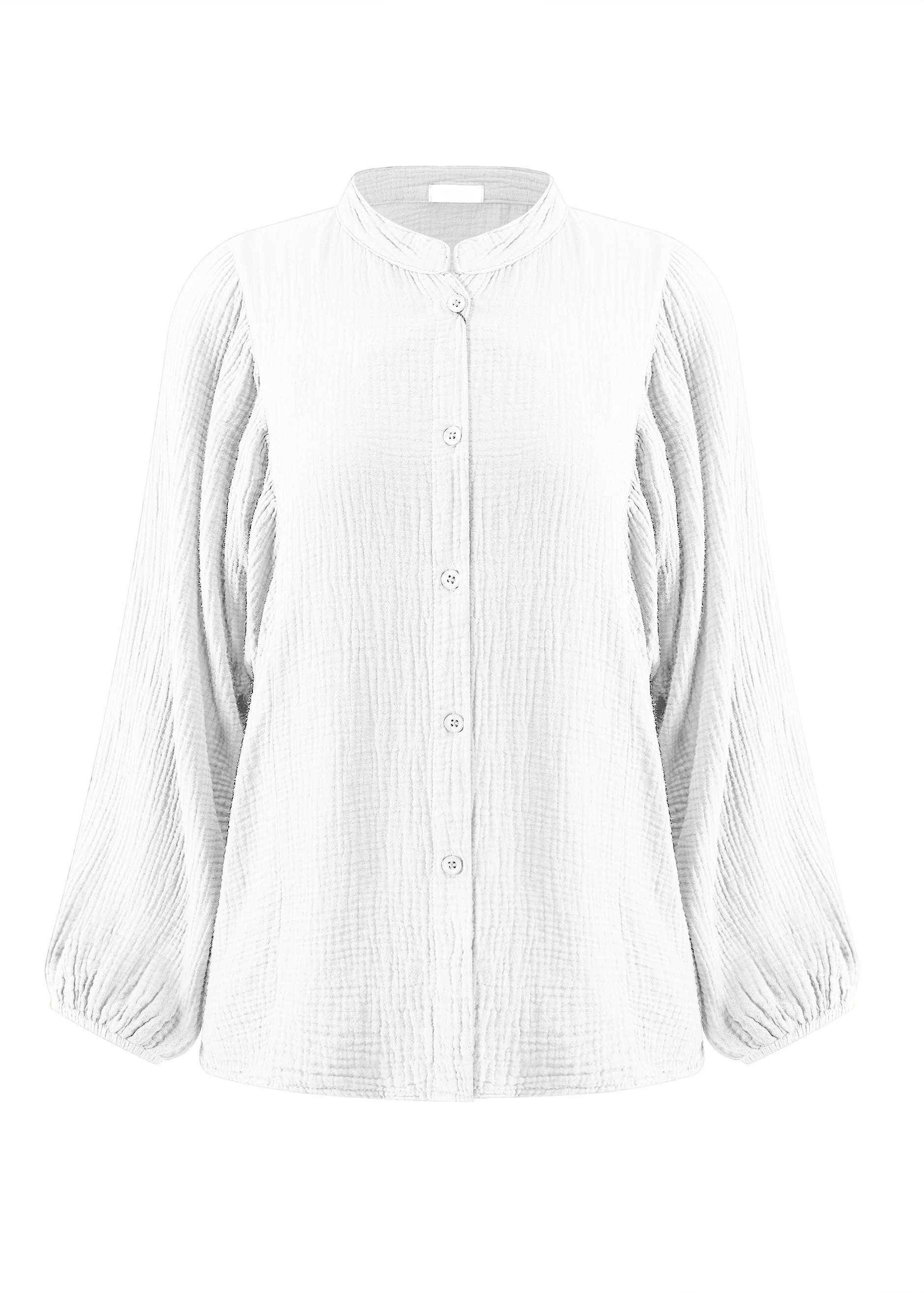 SASSYCLASSY Langarmbluse Oversize Musselin Bluse Damen günstig online kaufen