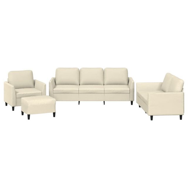 vidaXL Sofa 4-tlg. Sofagarnitur mit Kissen Creme Kunstleder günstig online kaufen