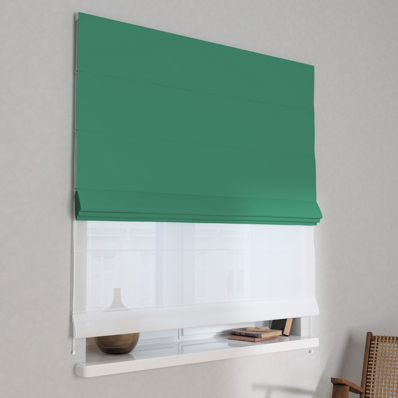 Dekoria Doppelraffrollo Duo, grün, 130 x 170 cm günstig online kaufen