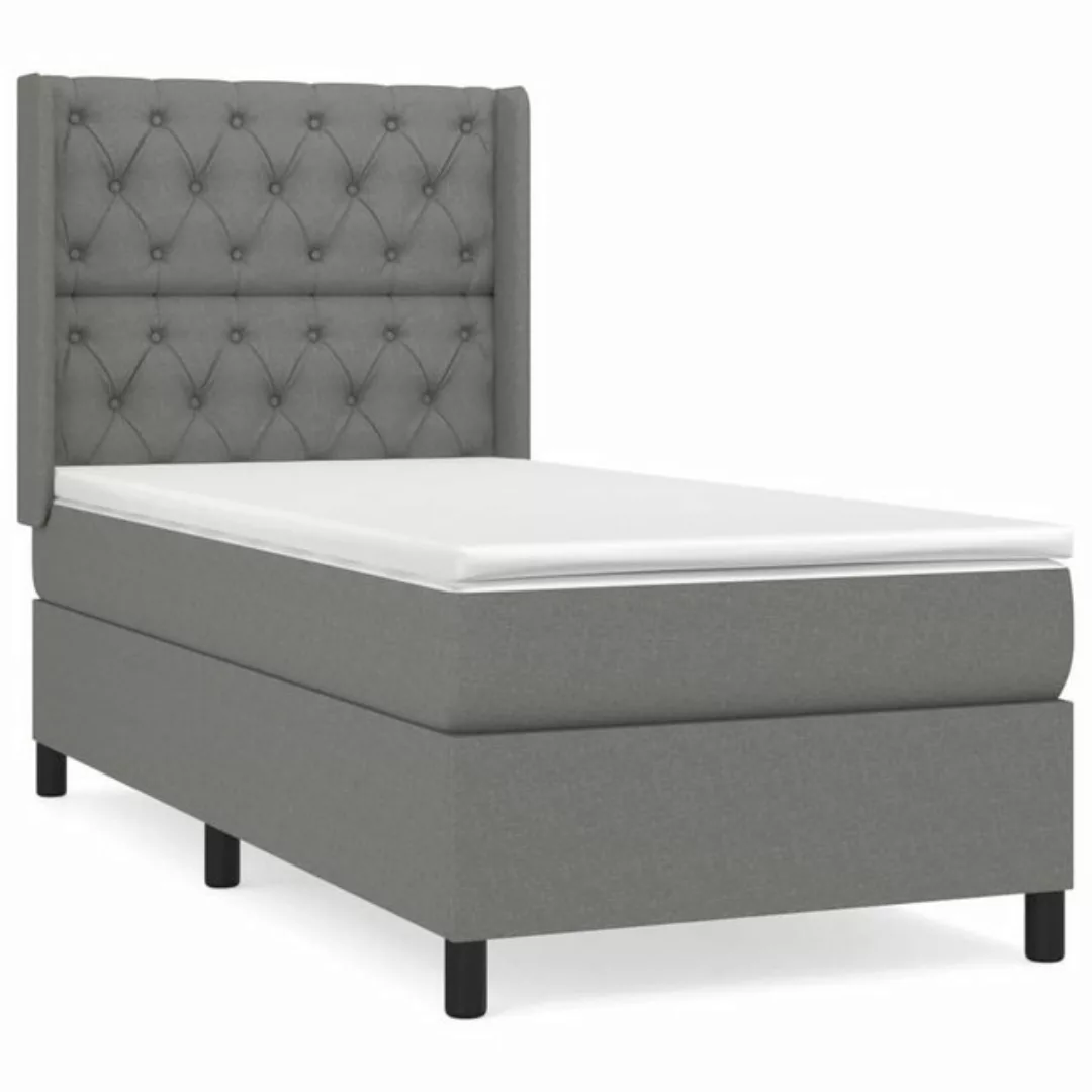 furnicato Bett Boxspringbett mit Matratze Dunkelgrau 80x200 cm Stoff günstig online kaufen