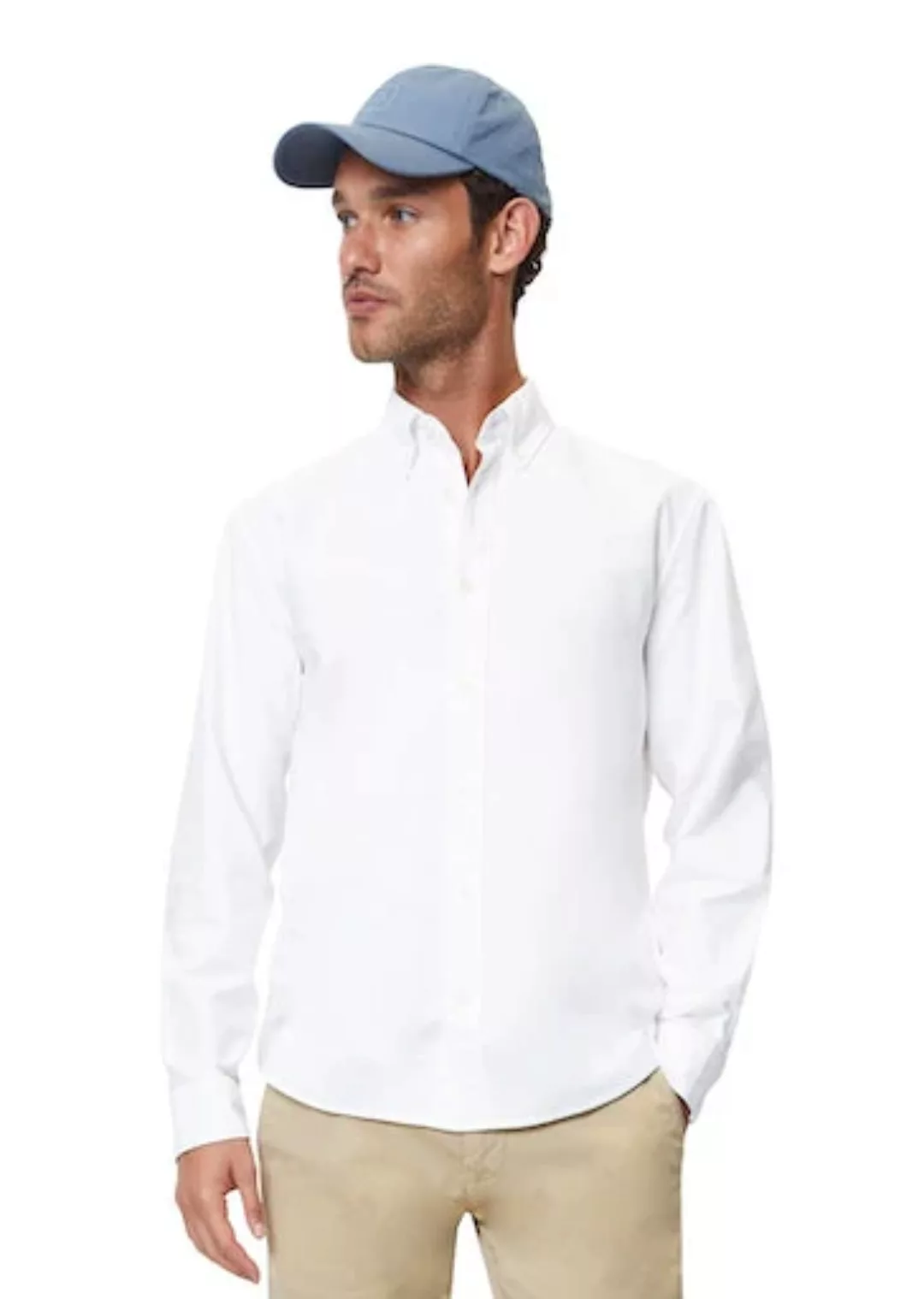 Marc O'Polo Langarmhemd Button down collar, long sleeves, round hem mit dez günstig online kaufen