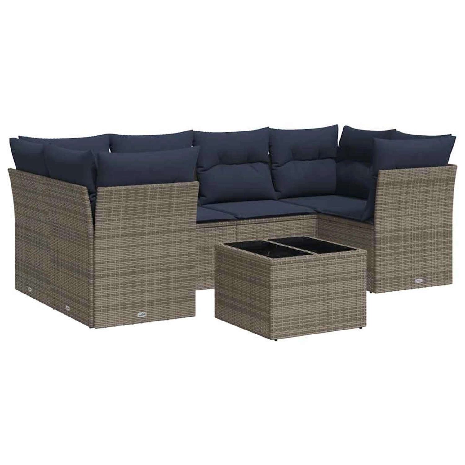 vidaXL 7-Tlg Garten-Sofagarnitur mit Kissen Grau Poly Rattan 3217271 günstig online kaufen