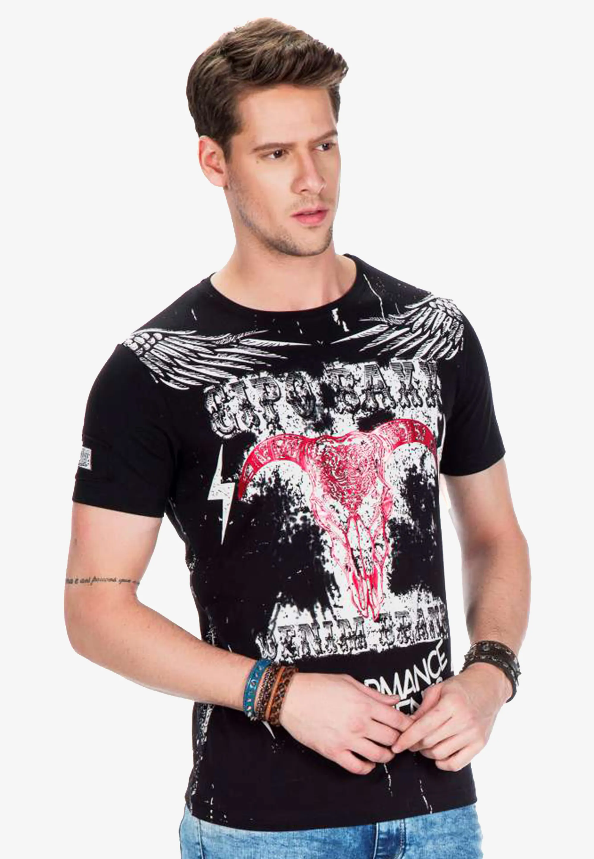 Cipo & Baxx T-Shirt, mit Allover Print günstig online kaufen