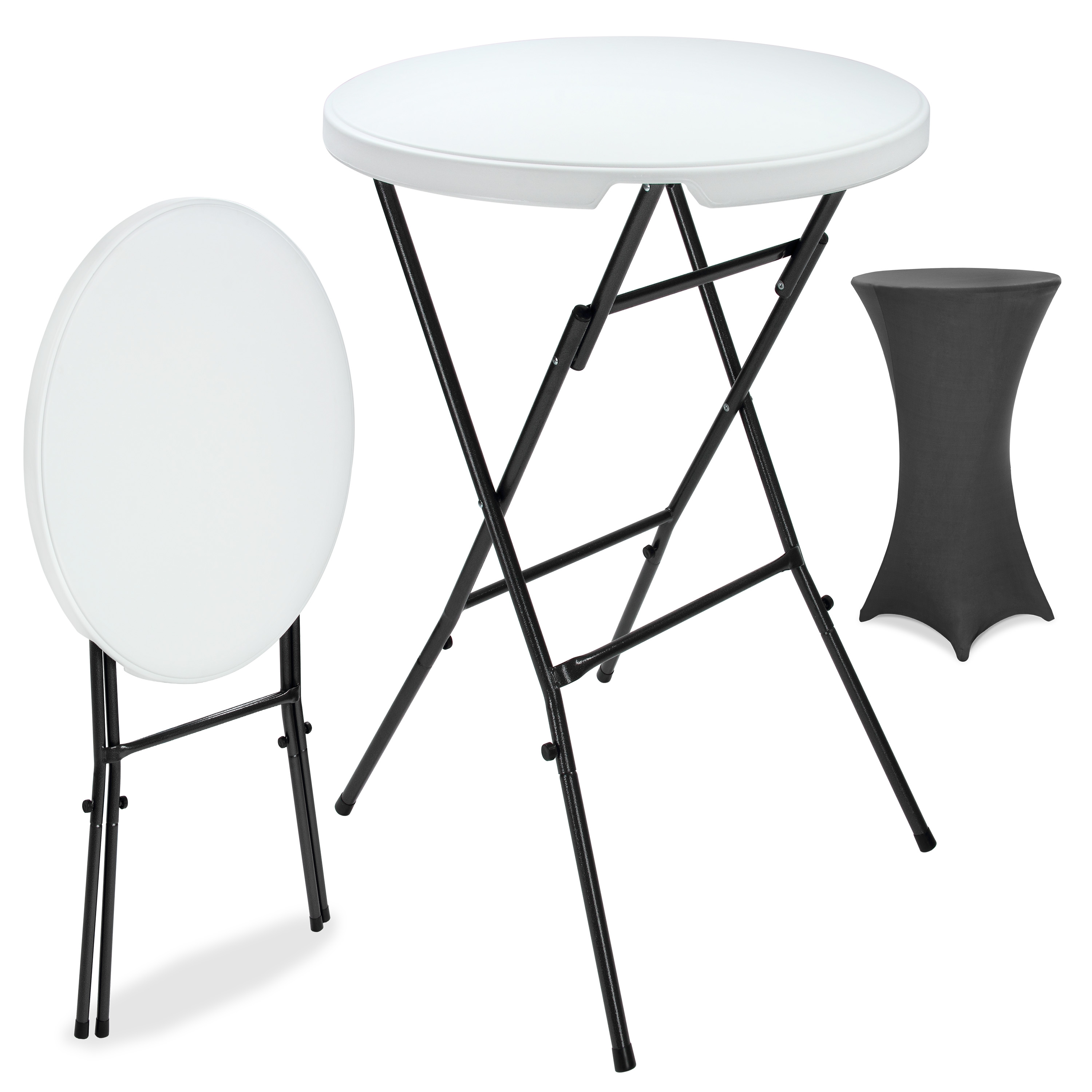 Stehtisch Weiß Ø72cm + Stehtischhusse Anthrazit Ø70cm günstig online kaufen