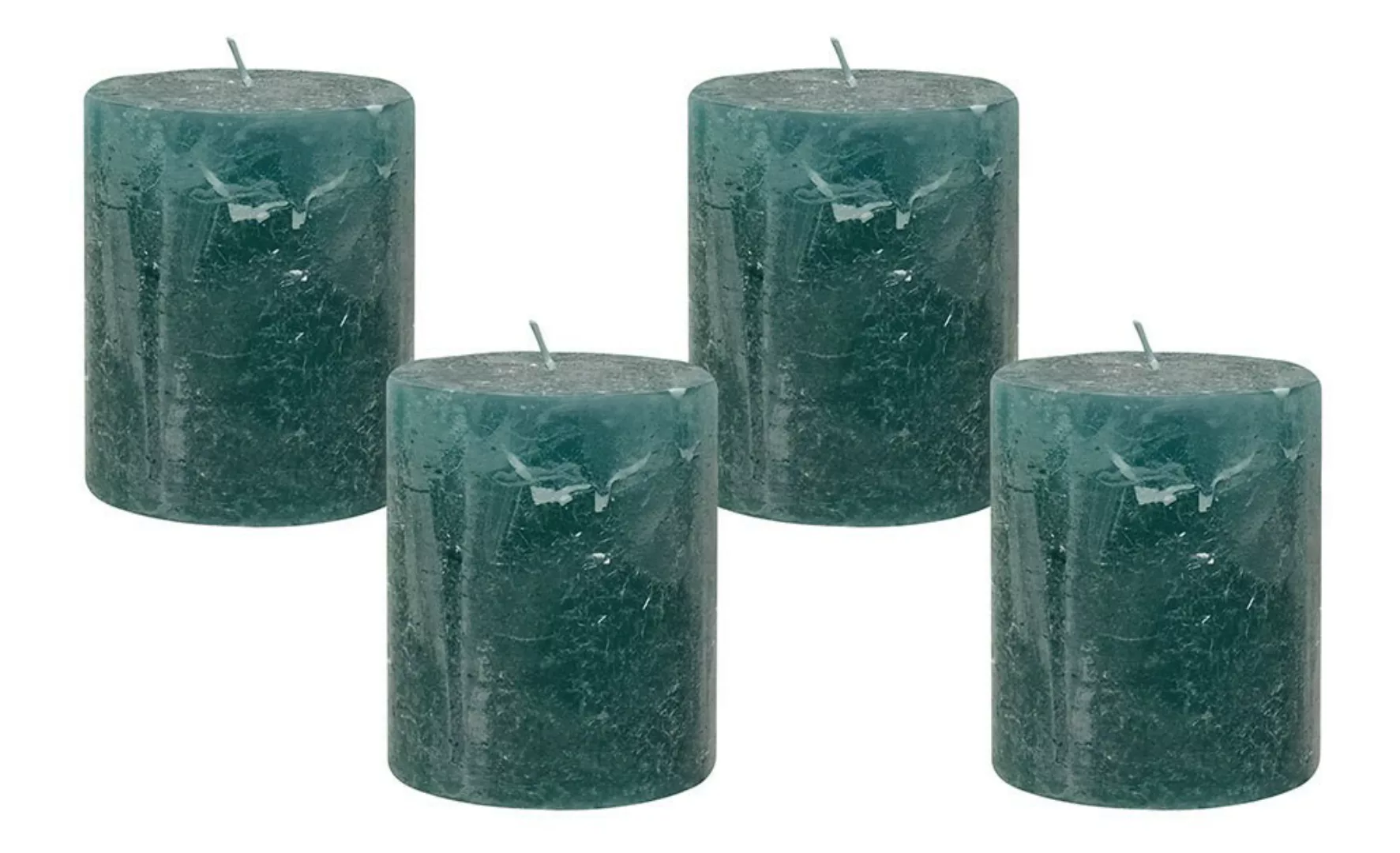 4 Rustic Stumpenkerzen Premium Kerze Petrol 7x8cm - 40 Std Brenndauer günstig online kaufen