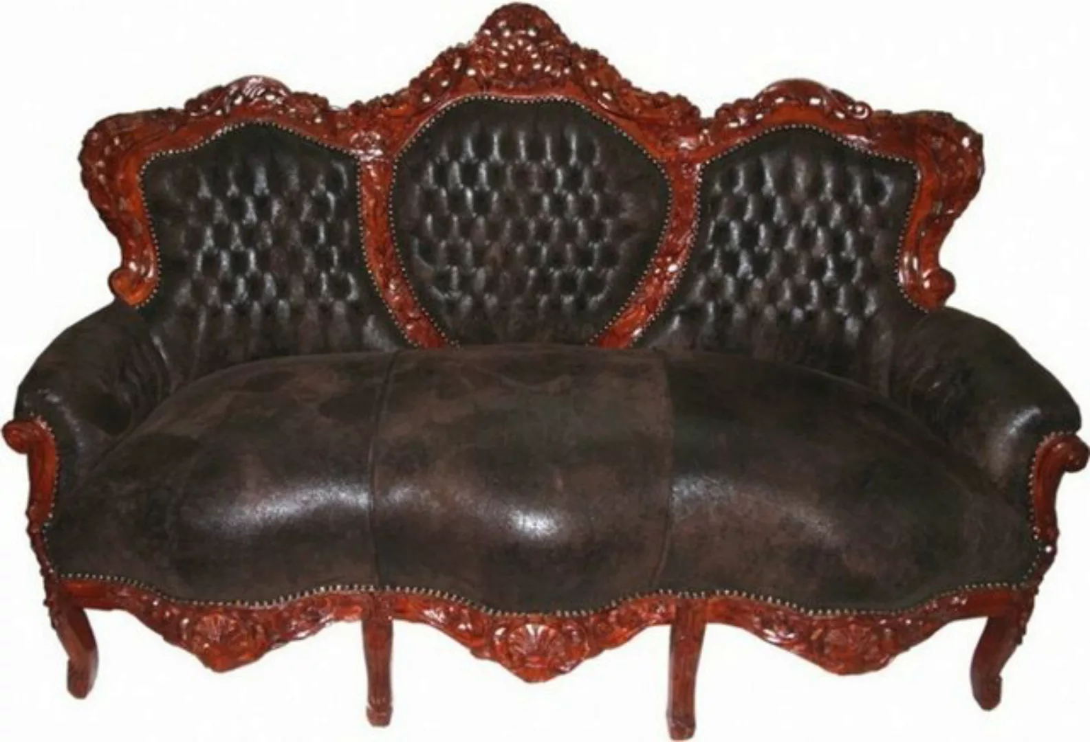 Casa Padrino Sofa Barock Sofa Garnitur King Braun / Braun - Barock Möbel günstig online kaufen