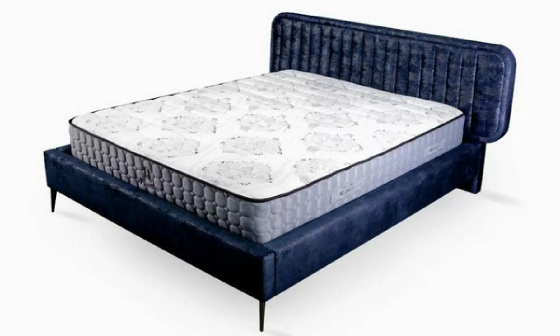 JVmoebel Bett, Blau Doppelbett Schlafzimmer Holz Möbel Design Polster Stoff günstig online kaufen