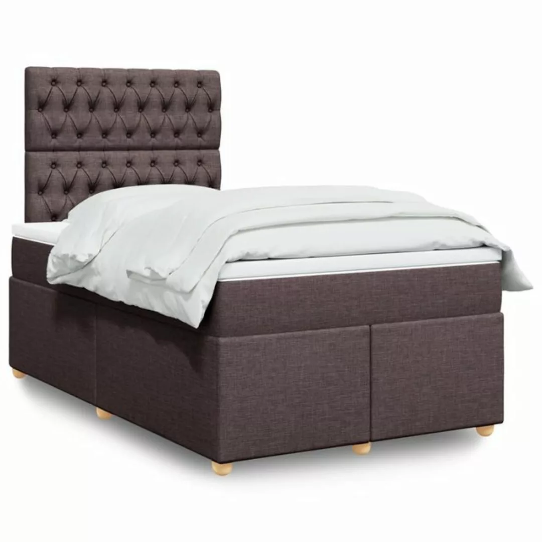 vidaXL Boxspringbett, Boxspringbett mit Matratze Creme 120x200 cm Stoff günstig online kaufen