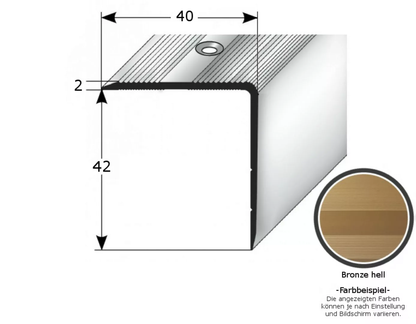 Treppenkante "Forli", Treppenkantenprofil / Winkelprofil (Größe 40 mm x 42 günstig online kaufen