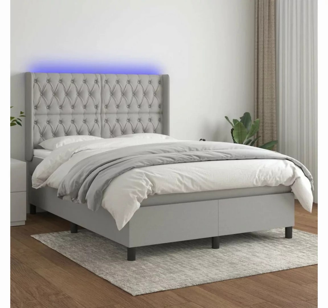 vidaXL Boxspringbett Boxspringbett mit Matratze und LED Stoff (140 x 190 cm günstig online kaufen