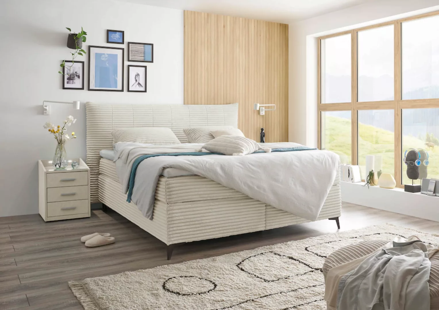 ED EXCITING DESIGN Boxspringbett "Seattle", harte Seite mit Kokosmatte, wei günstig online kaufen