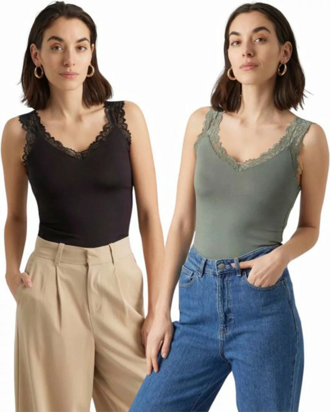 Vero Moda Spitzentop (Set, 2er-Pack) Basic Tank Top Unifarben im Doppelpack günstig online kaufen