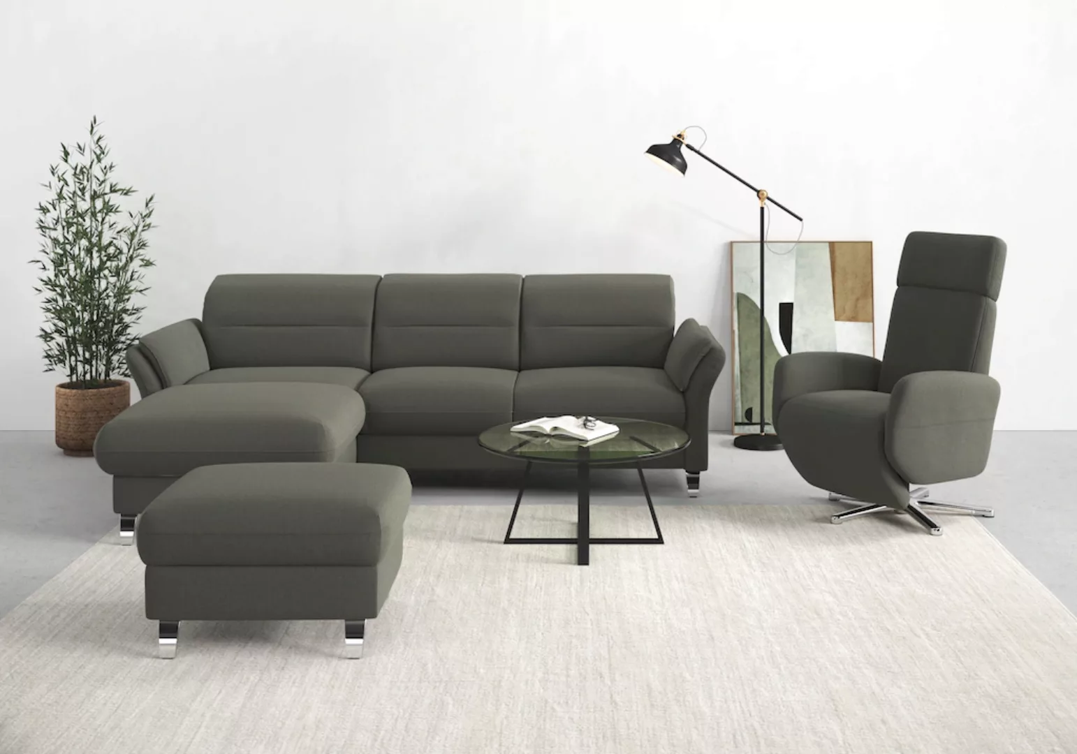 sit&more Ecksofa "Grenoble L-Form", Federkern, wahlweise mit Bettfunktion, günstig online kaufen