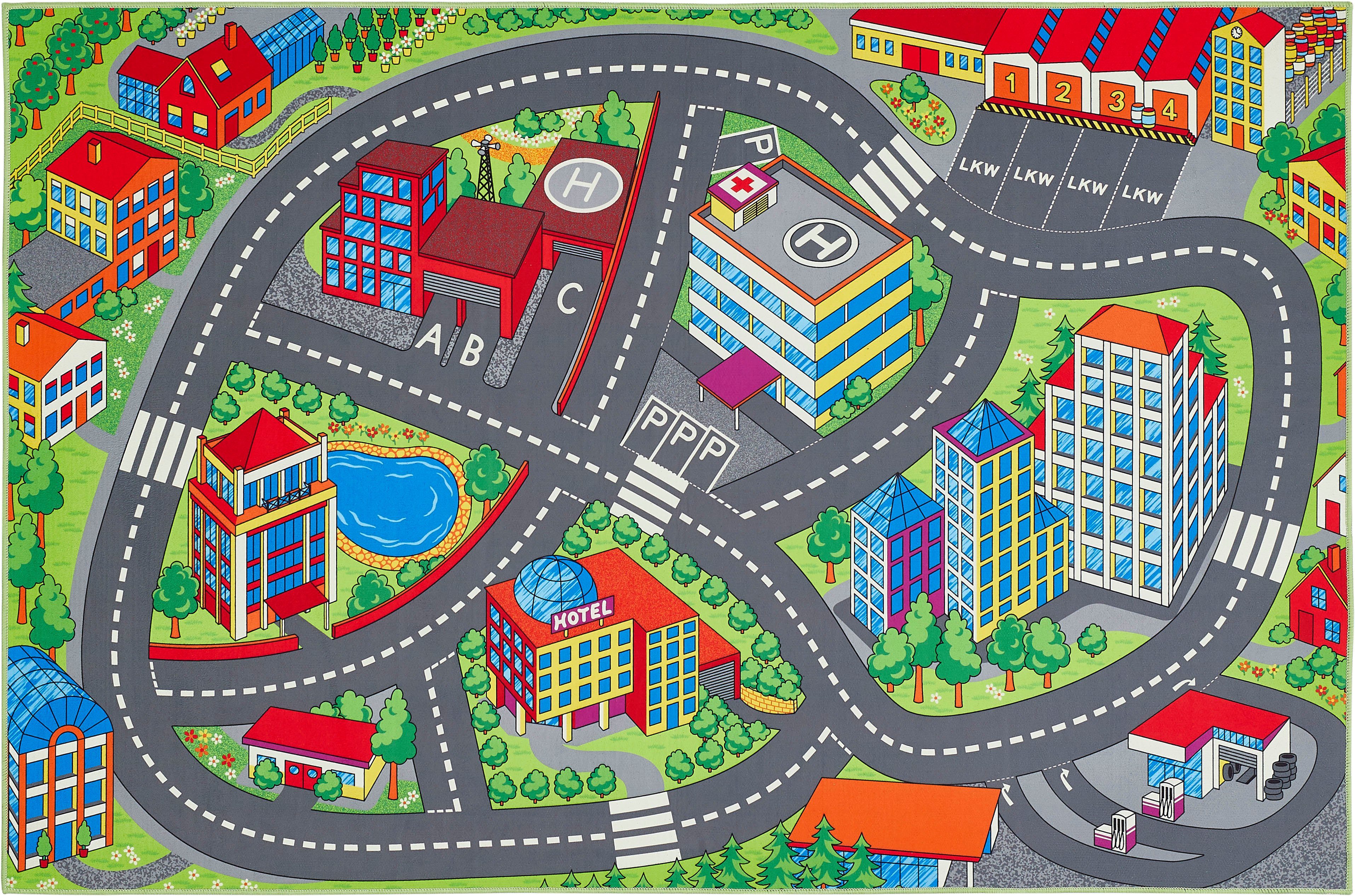 Andiamo Kinderteppich »Street«, rechteckig, 5 mm Höhe, Straßen-Spiel-Teppic günstig online kaufen