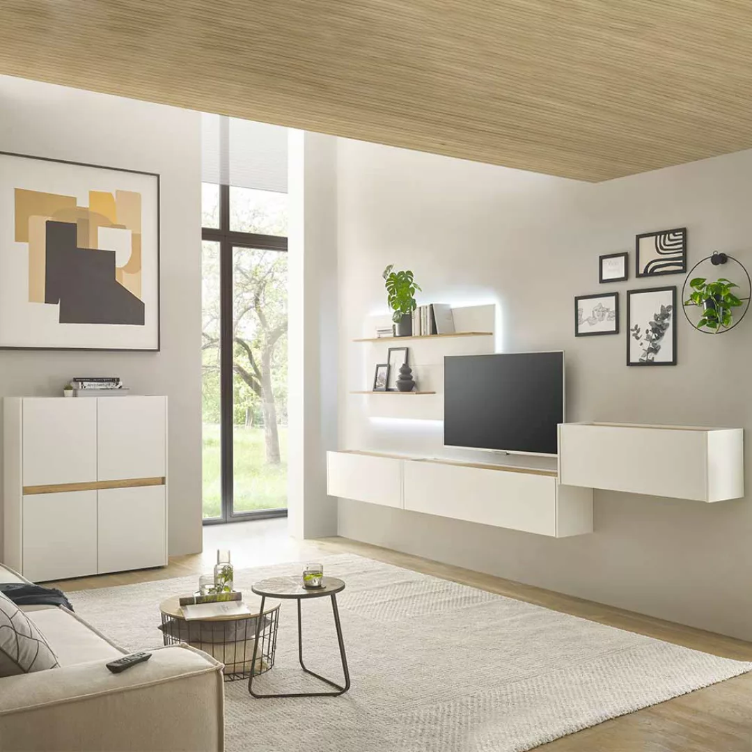 Möbel Set 5-teilig Wohn- Arbeitszimmer Weiß (fünfteilig) günstig online kaufen
