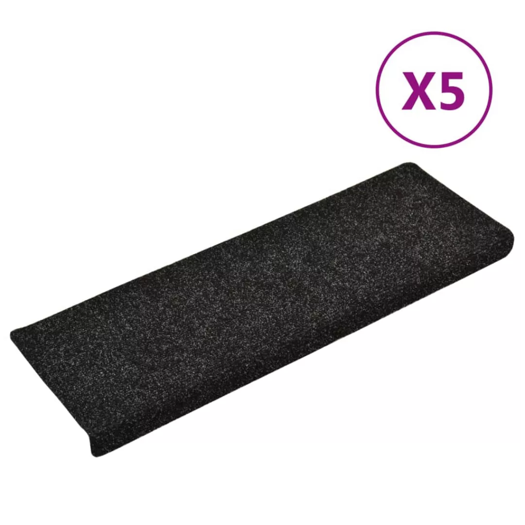 Treppenmatten 5 Stk. Schwarz 65x25 Cm Nadelvlies günstig online kaufen