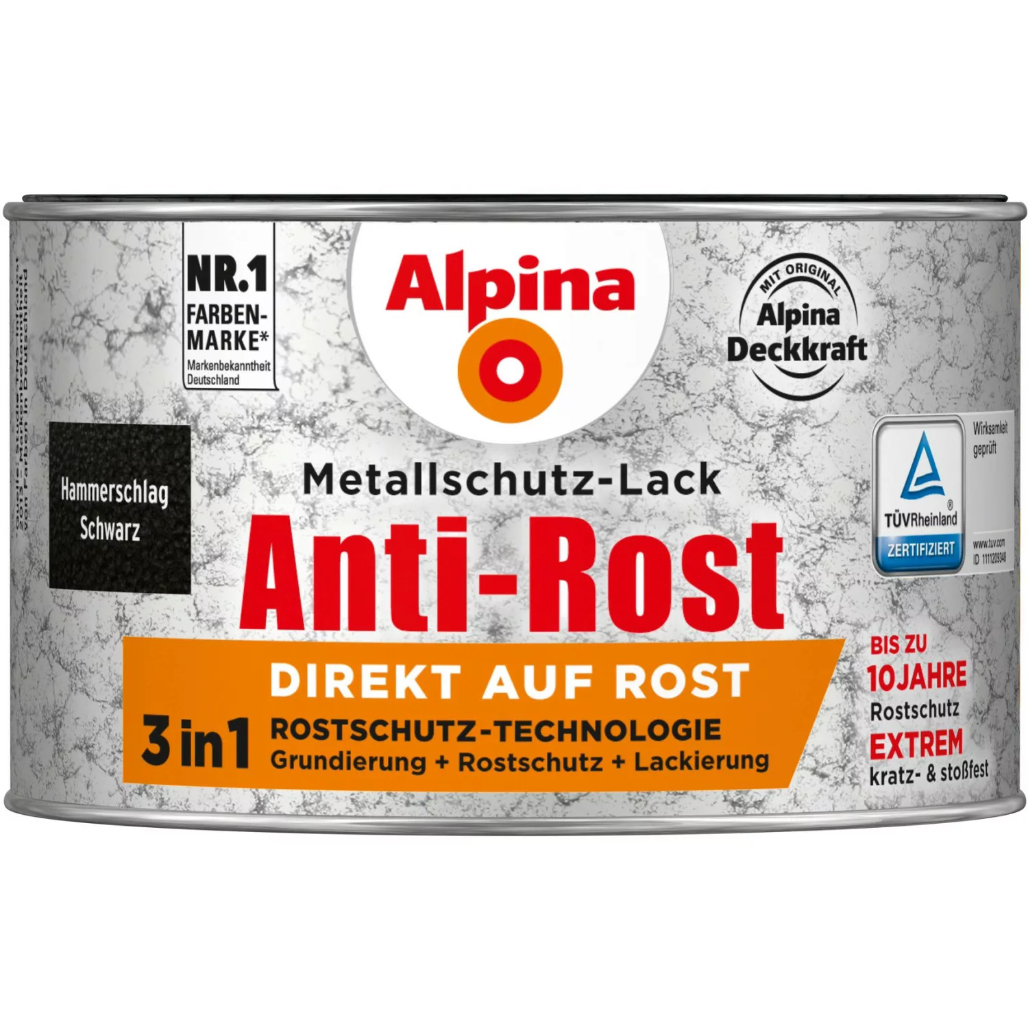 Alpina Metallschutz-Lack Anti-Rost Schwarz Hammerschlag 300 ml günstig online kaufen